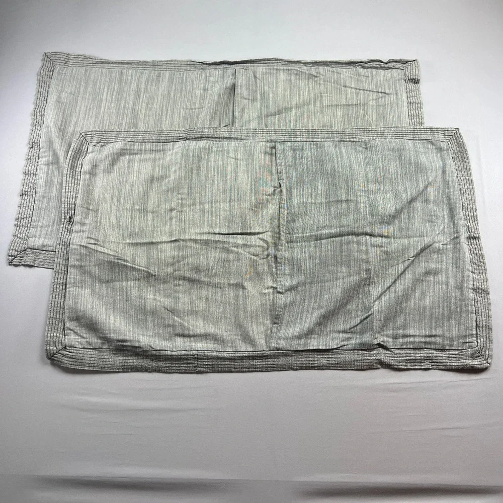 Set Of 2 Threshold King Pillow Shams Gray Cotton Blend Textured Border (21